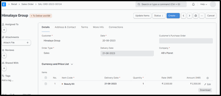 product bundle in the sales transactions