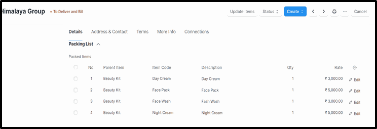 product bundles in the sales transactions