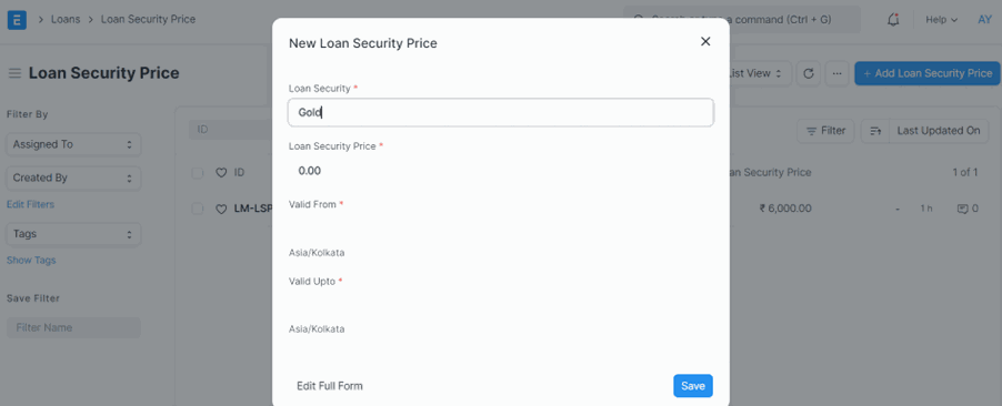 Loan Security Price