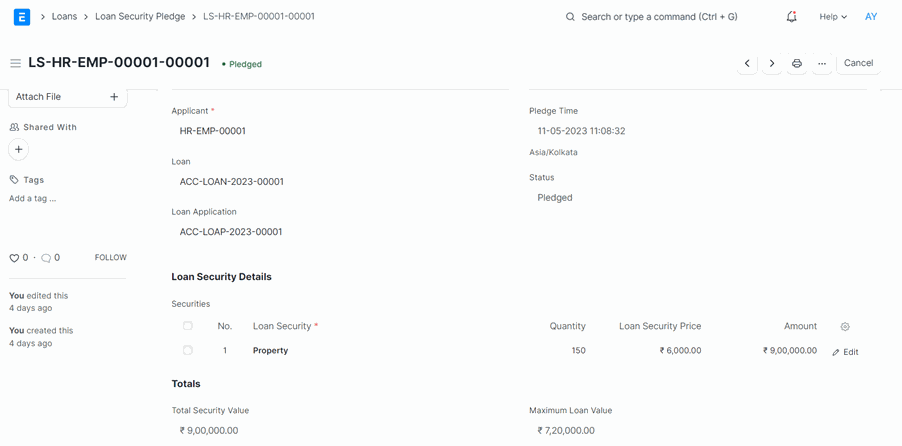Loan Management with ERPNext Loan Security Pledge