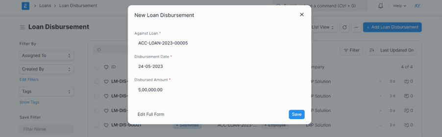 Loan Management with ERPNext Loan Disbursement