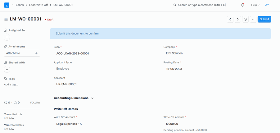 Loan Management with ERPNext Loan Write Off