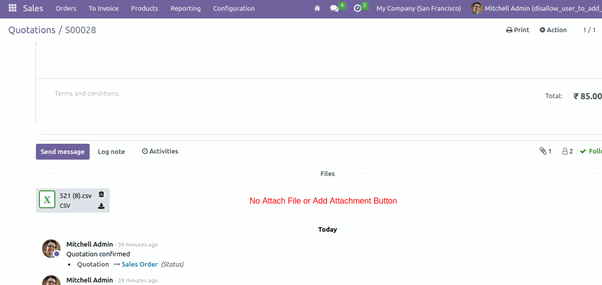 Disallow User to add Attachment In Odoo Attach File Button