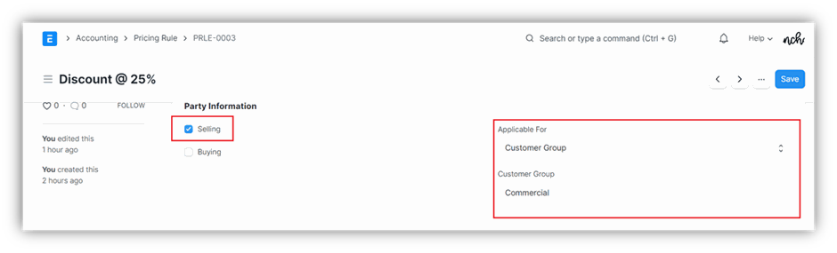 Create Pricing Rules in ERPNext Selling or Customer Group
