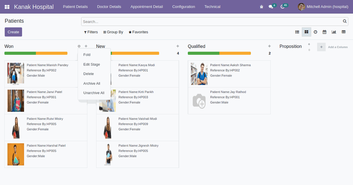 Attributes used in Odoo Kanban View