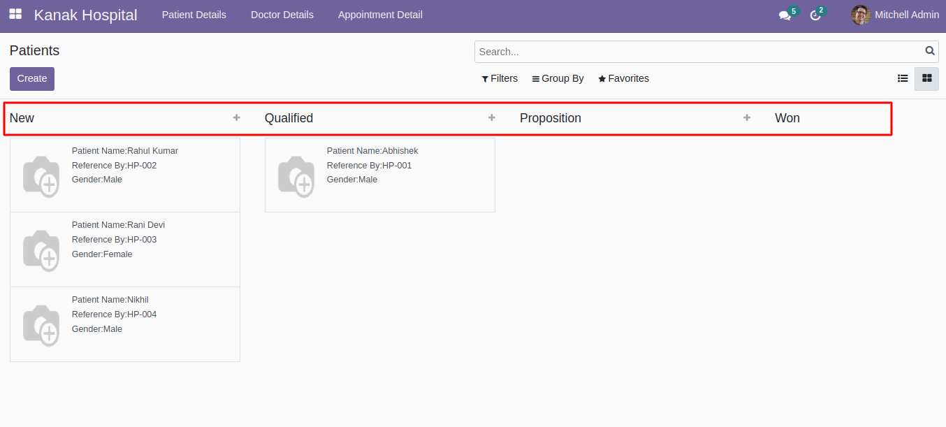 Default Group by : Odoo Kanban View