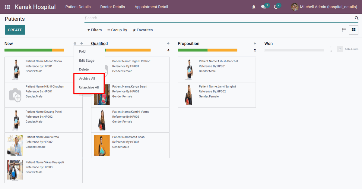 Archivable: Odoo Kanban View