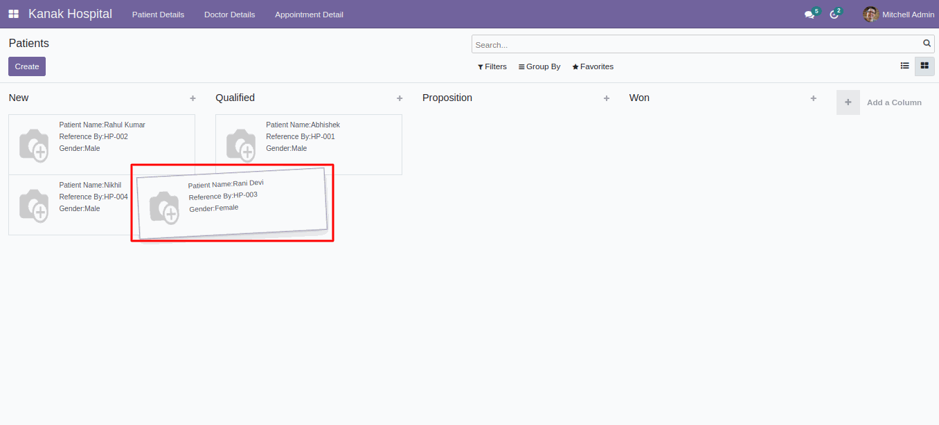 Records Draggable: Odoo Kanban View