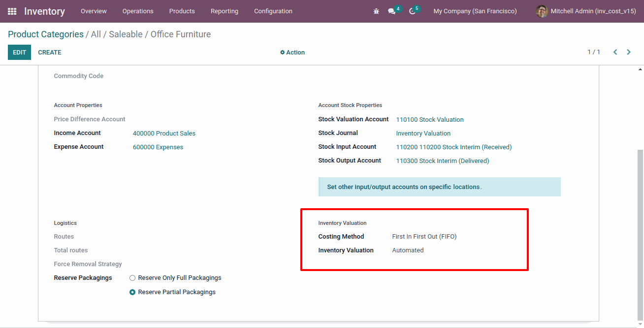 Inventory Landed Costs in Odoo Landed Cost : Product Categories