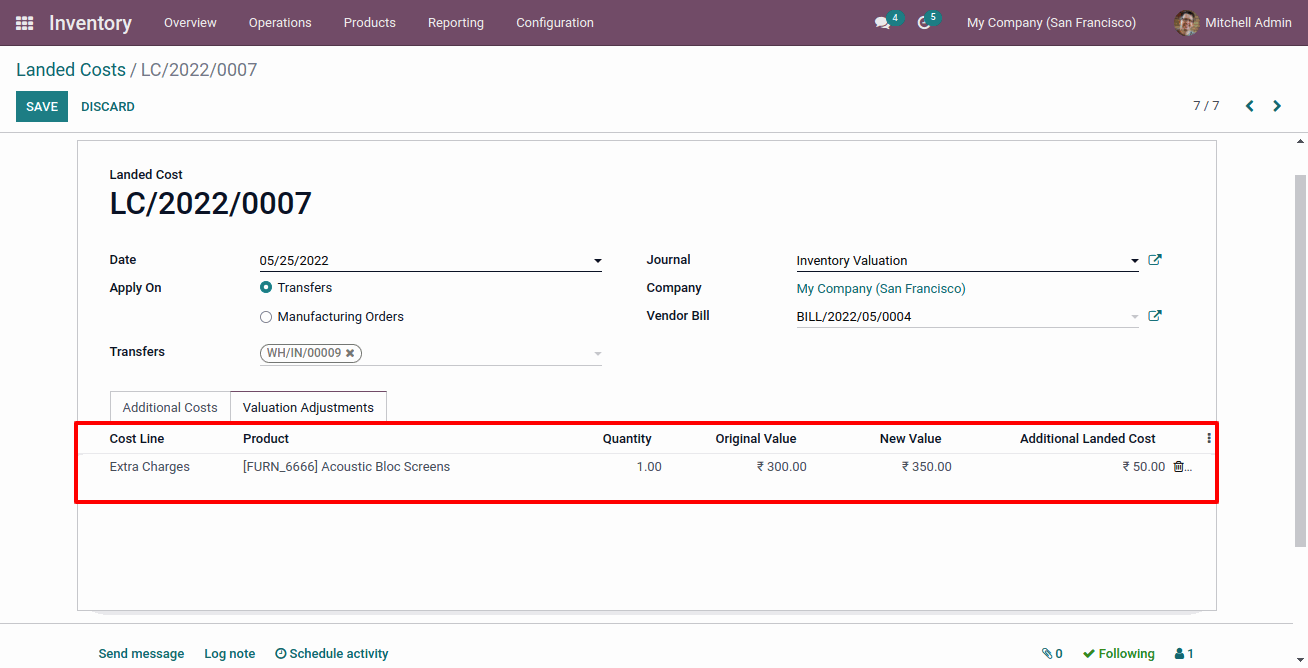 Inventory Landed Costs in Odoo Landed Cost for Manufacturing