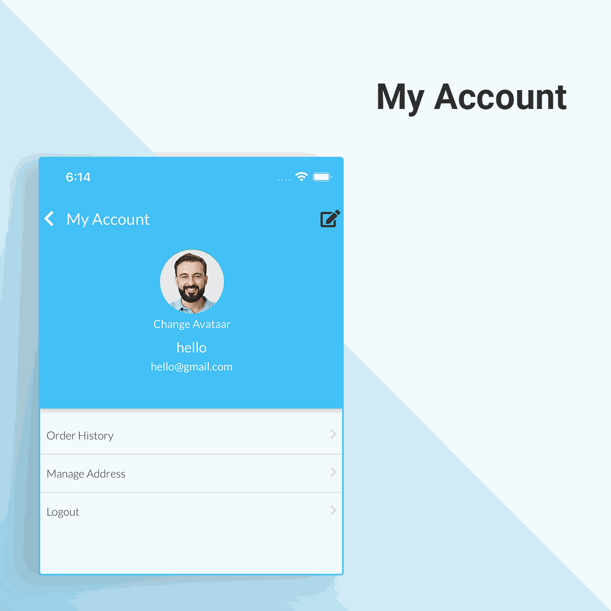 OdooShoppe - Mobile App For Ecommerce Business My account
