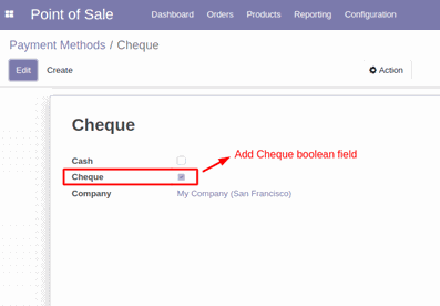 How To Add A New Payment Method In POS add cheque boolean field