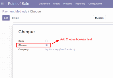 add cheque boolean field