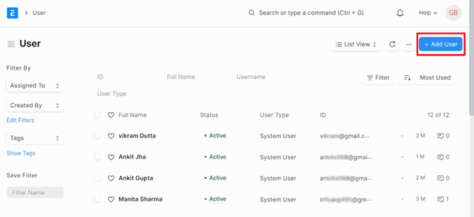 Create User In ERPNext