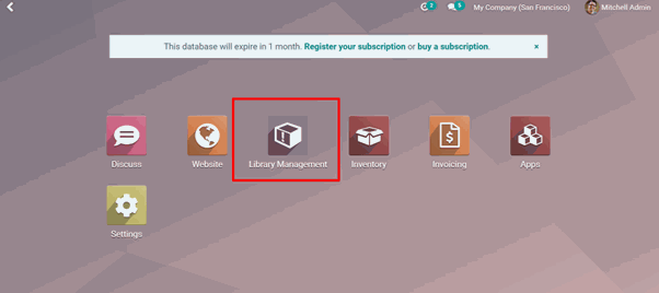 Library Management Module in Odoo Dashboard