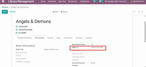 Features of Library Management Odoo Module
