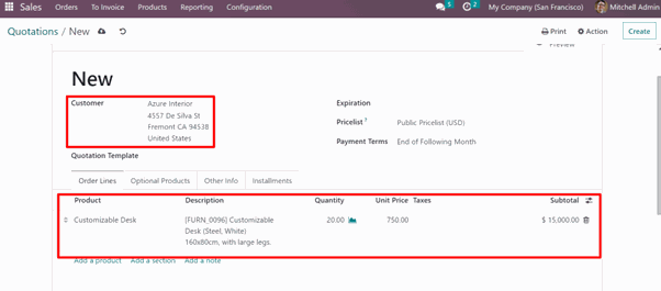 Payments Installments Module Enter the details