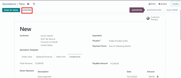 Configuration of Payment Installments Odoo App