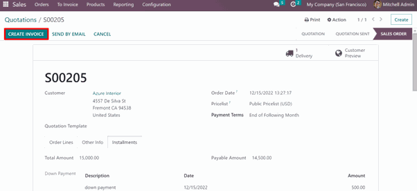 Configuration of Payment Installments Odoo App