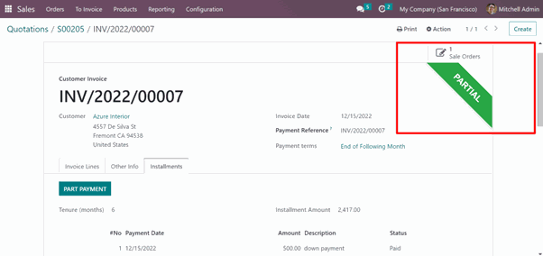 Payments Installments Module change the status