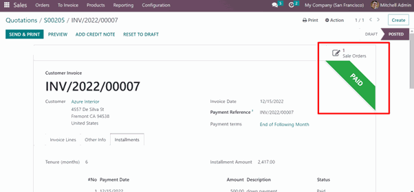 Payments Installments Module paid status