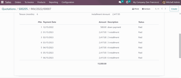 Payments Installments Module Paid status