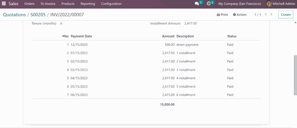 Configuration of Payment Installments Odoo App