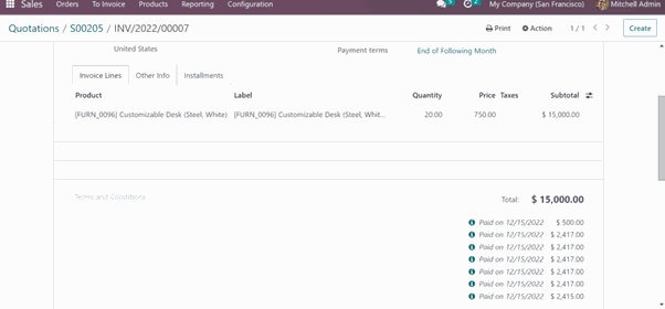 Payments Installments Module Paid status