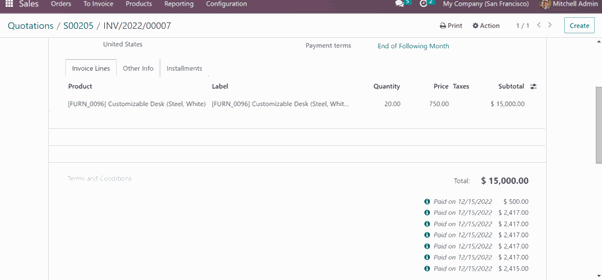 Configuration of Payment Installments Odoo App