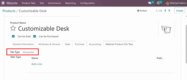 Create a Product Tab in odoo