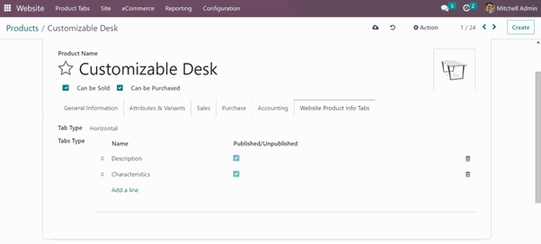 Create a Product Tab in odoo