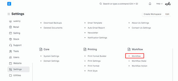 How To Set A Workflow In ERPNext Workflow tab