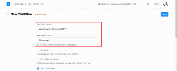 How To Set A Workflow In ERPNext Doctype selection