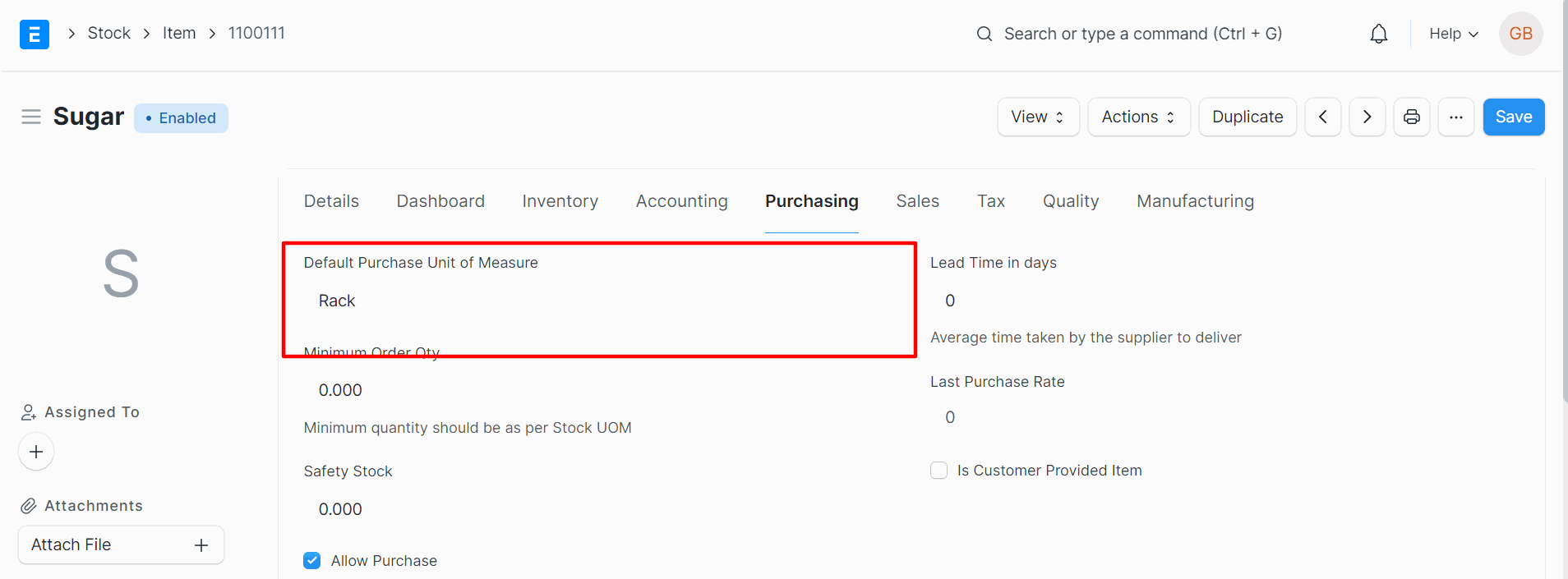 Manage Multiple UoM's For A Product With ERPNext Purchase tab