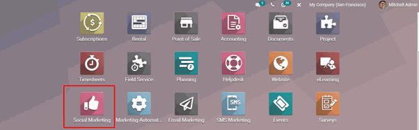 Social Media Marketing Module In Odoo install social media marketing