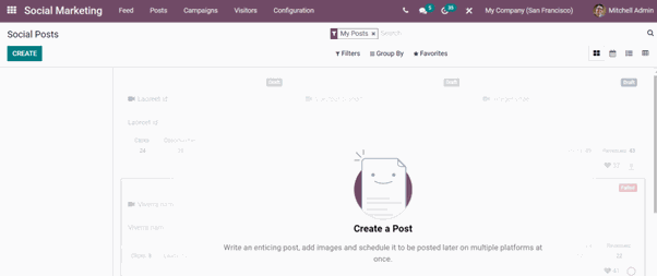 Social Media Marketing Module In Odoo post section page
