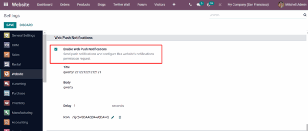 Social Media Marketing Module In Odoo push notifications