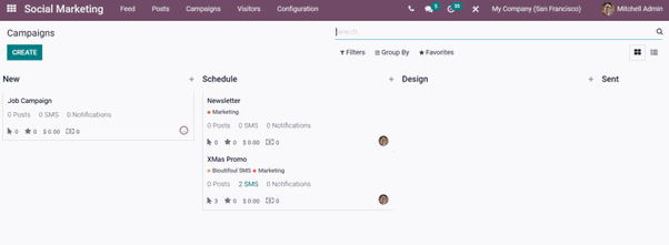 Social Media Marketing Module In Odoo create campaign