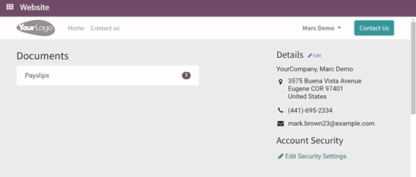 Portal Payslip Odoo Module Go to my account