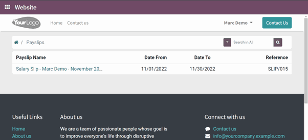 Portal Payslip Odoo Module payslips