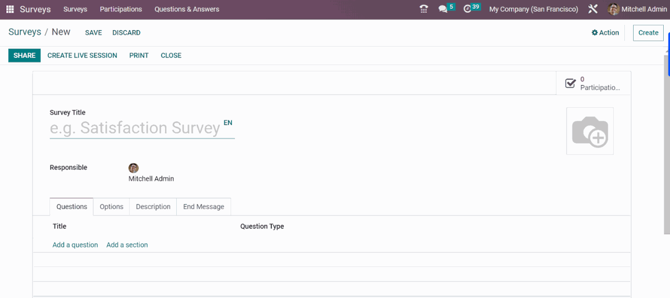 Manage Survey in Odoo Personalize Description of the Survey