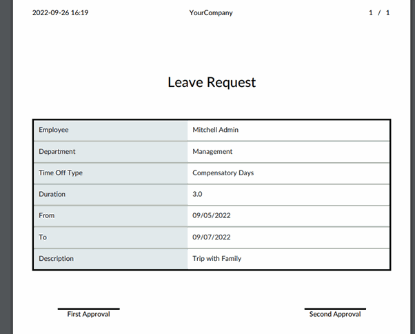Print Time Off Module In Odoo PDF Print of Leave Request