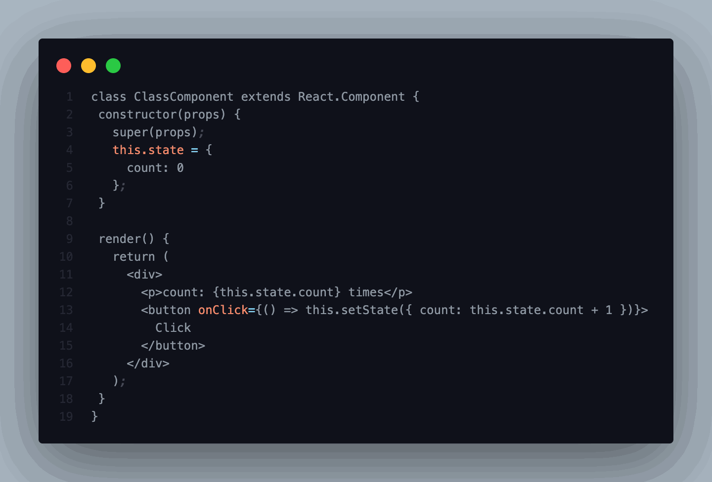manage states in the class component