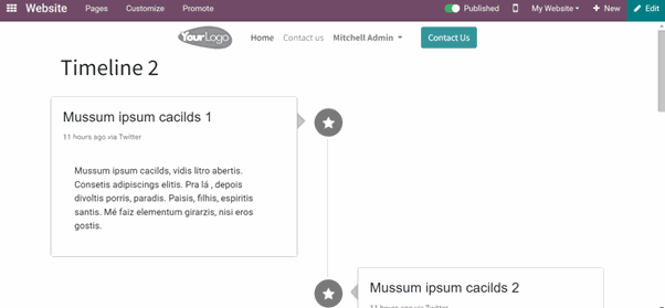 Website Timeline Snippet - Odoo Module Website Timeline Snippet Styles: Style 2