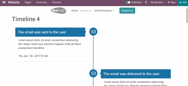 Website Timeline Snippet - Odoo Module Website Timeline Snippet Styles: Style 4
