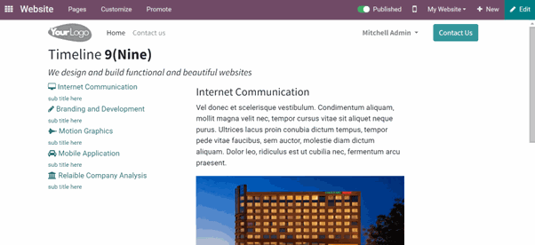 Website Timeline Snippet - Odoo Module Website Timeline Snippet Styles: Style 9