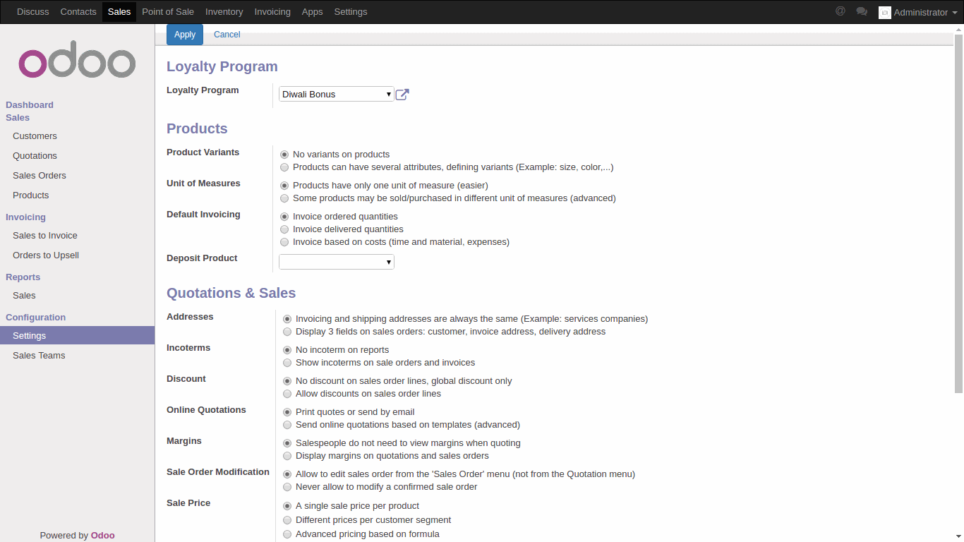 Set Loyalty Program In Sale Configuration