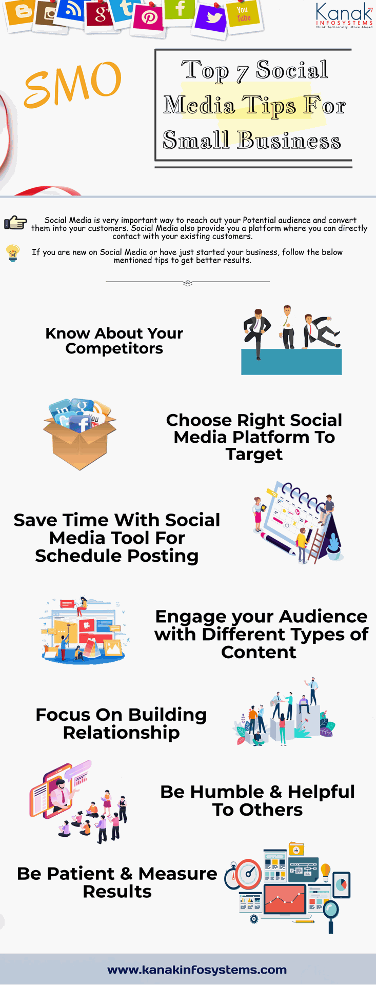 Top 7 Social Media Tips for Small Businesses Social Media Tips for Business Owners - Infographic