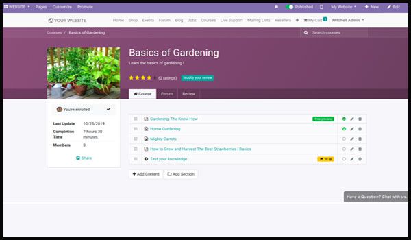 E-Learning Module in Odoo