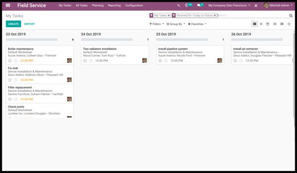 Field Service App is added in Odoo 13